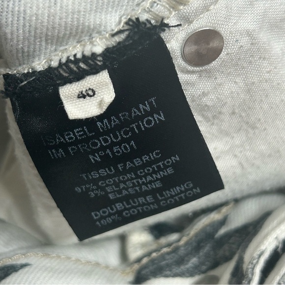 Isabel Marant Etoile White & Gray Rhombus Cut Off Denim Shorts NWOT - Picture 10 of 12